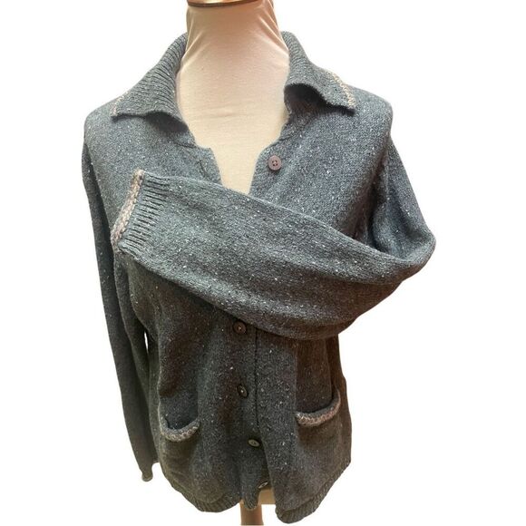 Woolrich Vintage 90’s Women’s Teal Green Speckled Knit Cardigan – Size Medium - Picture 8 of 12